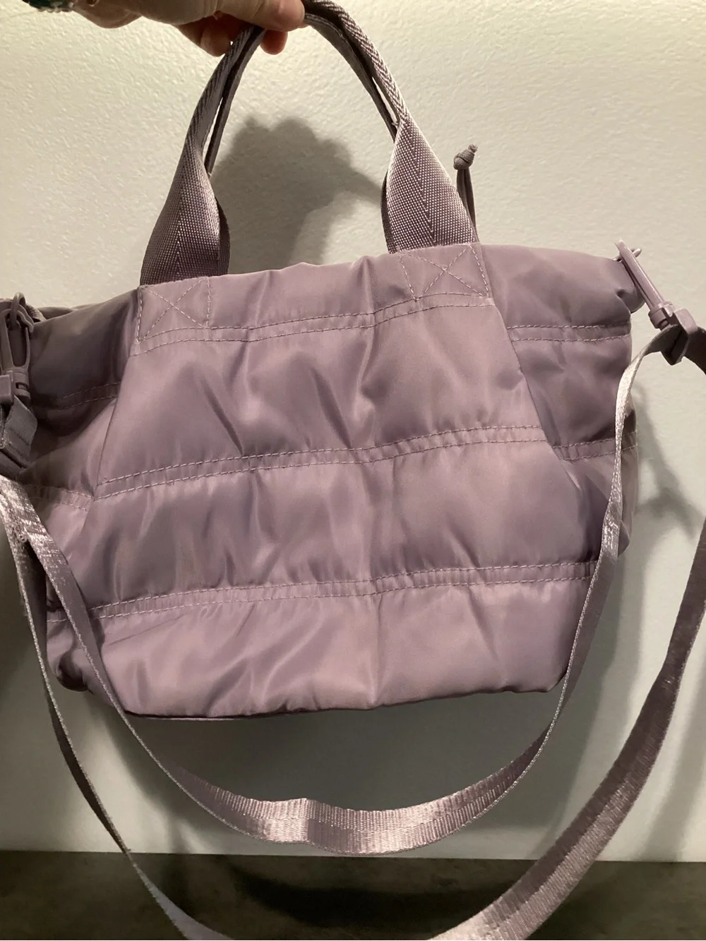 Old Navy Quilted Lilac Satchel with Adjustable Strap